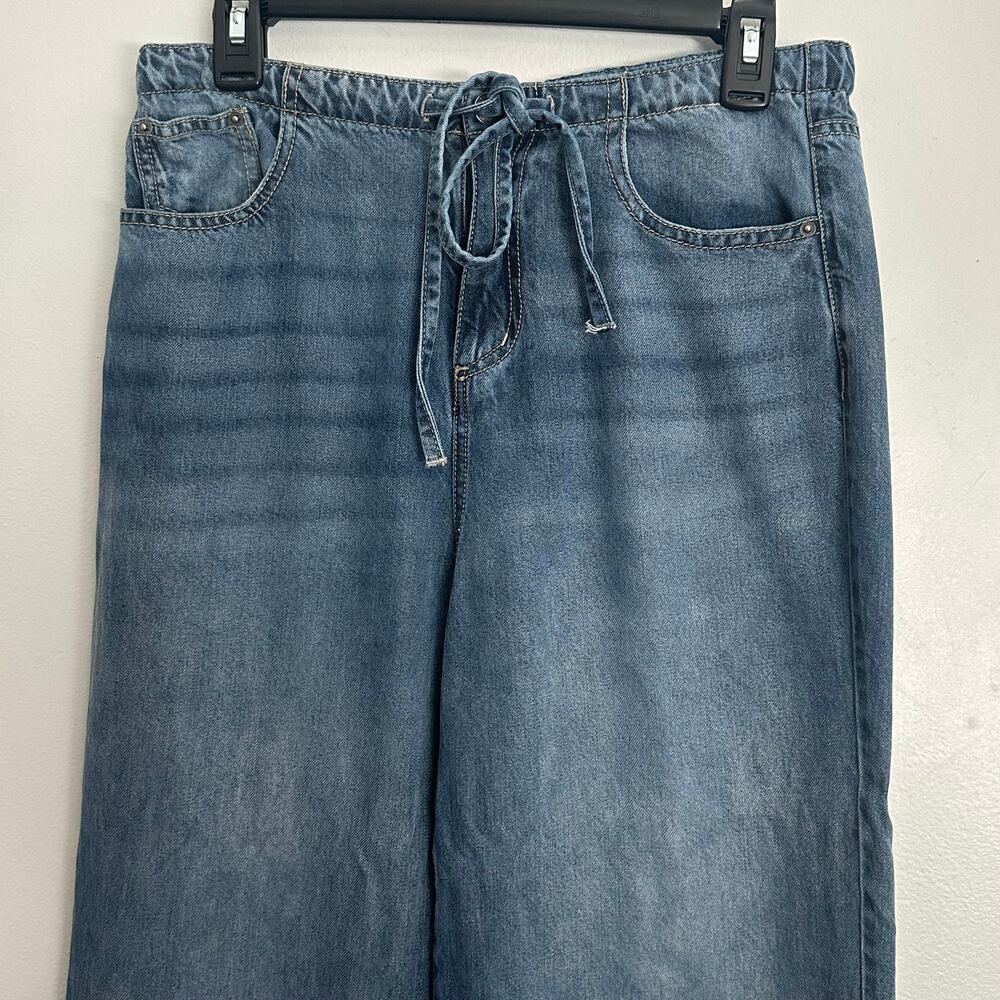 Splendid Lounge Denim Wide Leg Pants M Blue Tencel Full Length Drawstring Boho - Picture 7 of 12